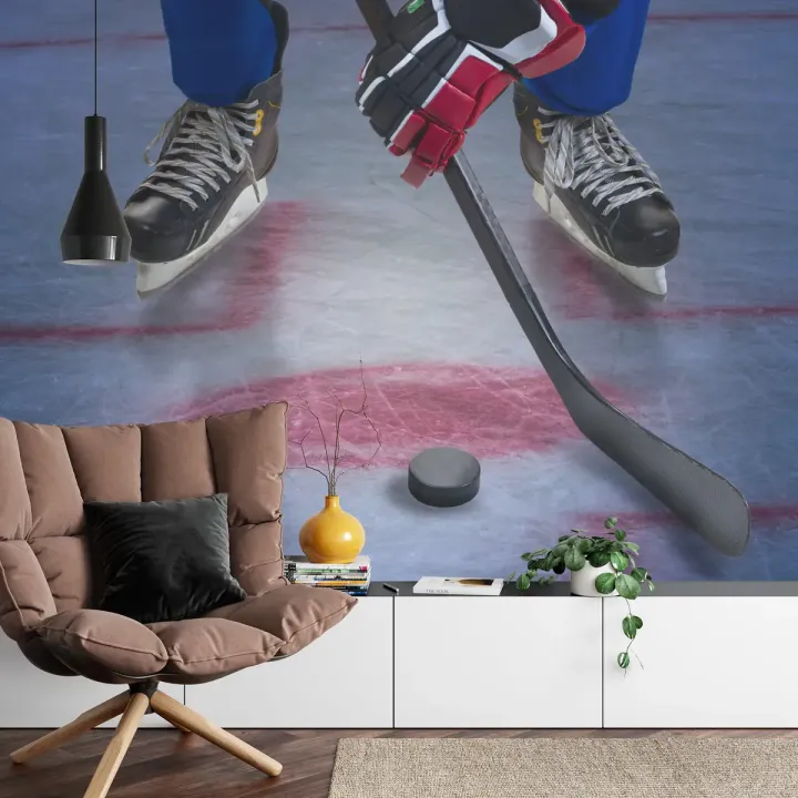 Fototapeta Hokeista Na Lodzie – Akcja Sportowa na Lodowisku