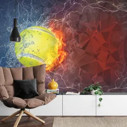 Fototapeta Tenisowa Piłka – Energia Sportu i Żywiołów