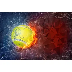 Fototapeta Tenisowa Piłka – Energia Sportu i Żywiołów