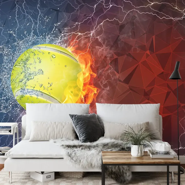 Fototapeta Tenisowa Piłka – Energia Sportu i Żywiołów