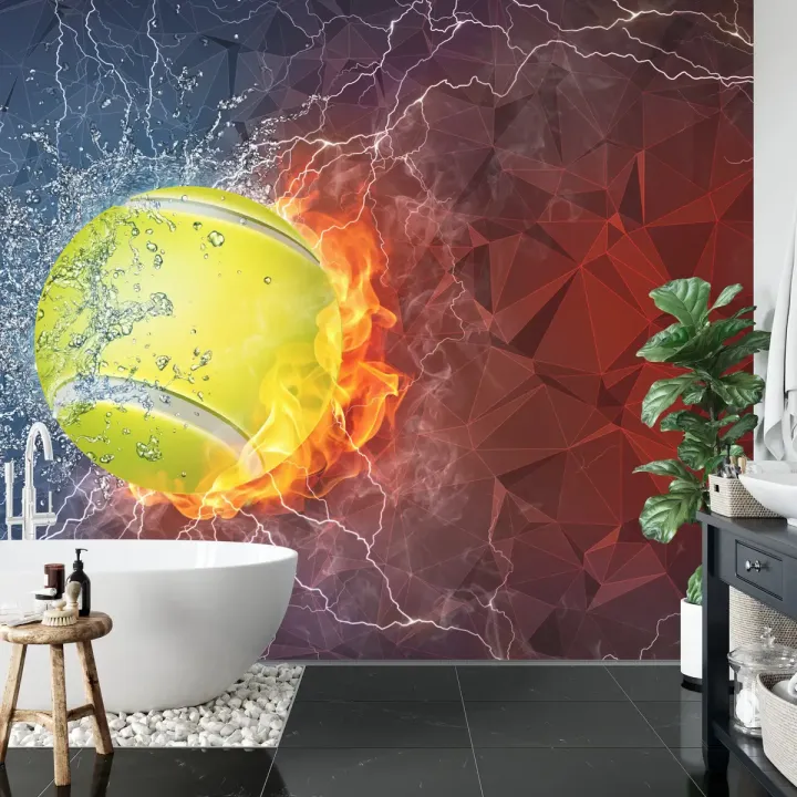 Fototapeta Tenisowa Piłka – Energia Sportu i Żywiołów