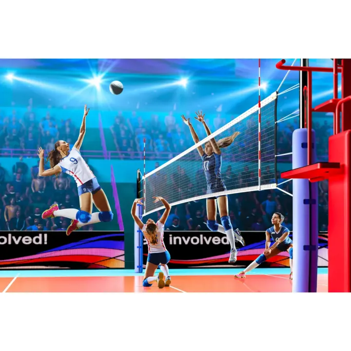 Fototapeta Siatkarki Podczas Meczu – Rywalizacja Sportowa w Hali – produkt