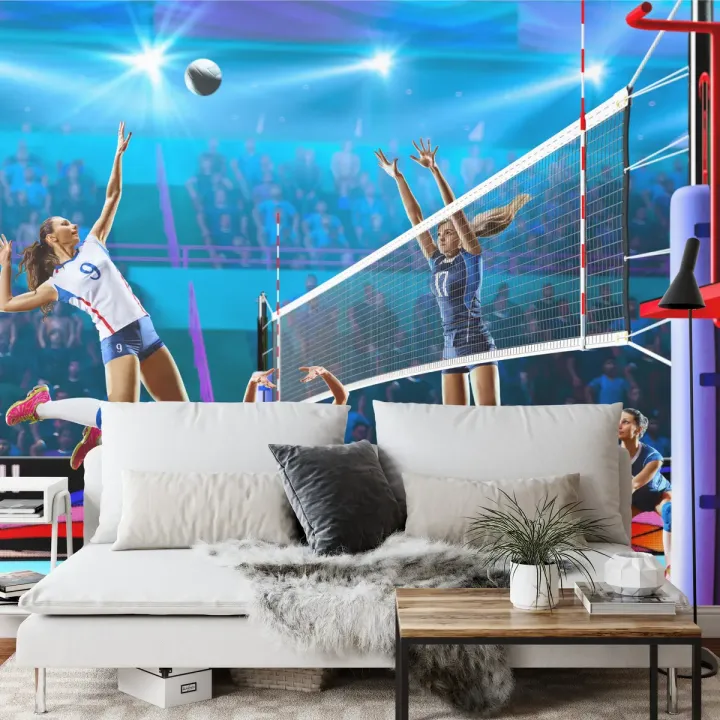 Fototapeta Siatkarki Podczas Meczu – Rywalizacja Sportowa w Hali