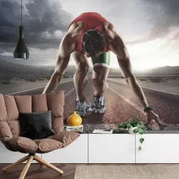Fototapeta Sportowiec – Biegacz na Asfaltowej Drodze