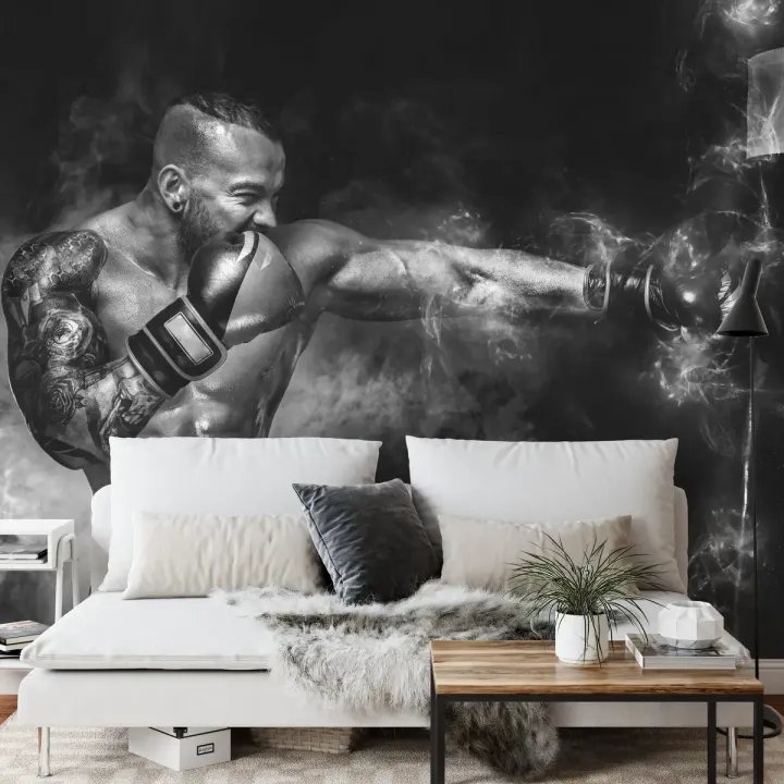 Fototapeta Trenujący Pięściarz – Sportowa Sylwetka w Akcji
