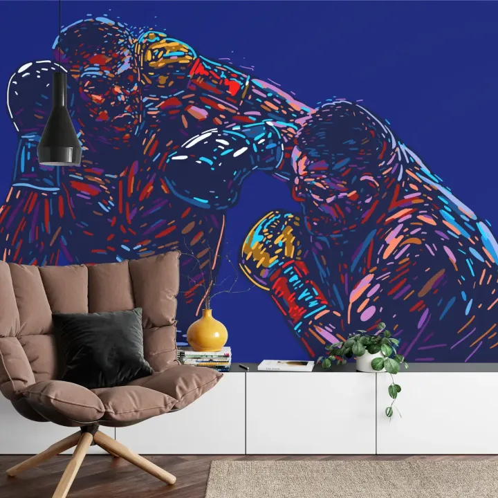 Fototapeta Abstrakcyjna Walka Bokserów – Dynamizm Sportu w Geometrycznej Formie