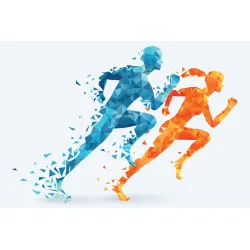 Fototapeta Geometryczni Sportowi Biegacze – Abstrakcja Ruchu i Dynamiki