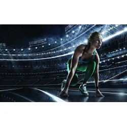 Fototapeta Sprinterka – Dynamika Biegu na Stadionie
