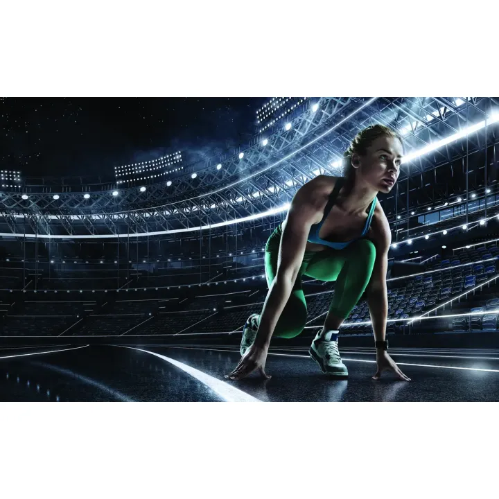 Fototapeta Sprinterka – Dynamika Biegu na Stadionie – produkt