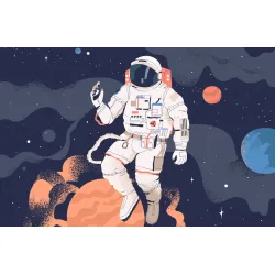 Fototapeta Kosmos – Astronauta wśród Planet i Gwiazd