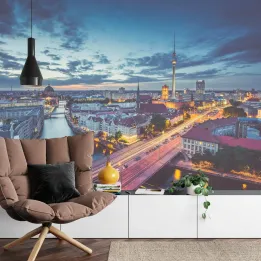 Fototapeta Centrum Berlina Nocą – Skyline i Architektura Metropolii