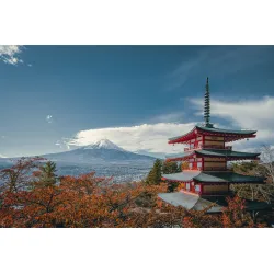 Fototapeta Japońska Pagoda – Jesienny Krajobraz z Górą Fuji