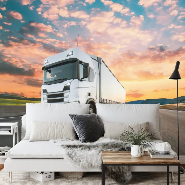 Fototapeta Ciężarówka – Transport Drogowy i Krajobraz Autostrady