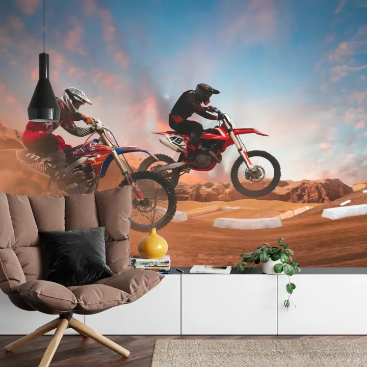 Fototapeta Wyścig Motocyklowy – Dynamika i Prędkość na Ścianie