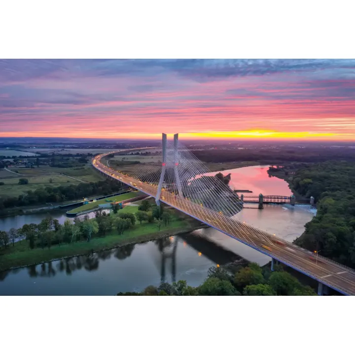 Fototapeta Most Rędziński – Panorama Wrocławia o Zachodzie Słońca – produkt