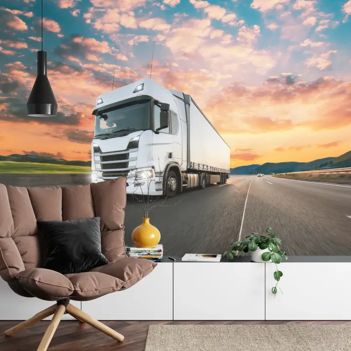 Fototapeta Ciężarówka – Transport Drogowy i Krajobraz Autostrady