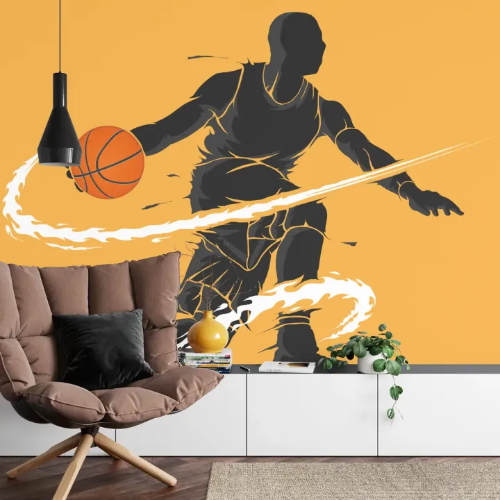 Fototapeta Dryblujący Koszykarz – Dynamiczna Ilustracja Sportowa