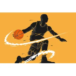 Fototapeta Dryblujący Koszykarz – Dynamiczna Ilustracja Sportowa