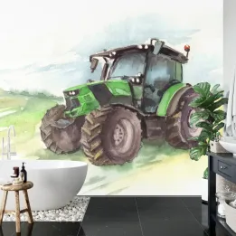 Fototapeta Traktor – Akwarelowy Krajobraz Wiejski