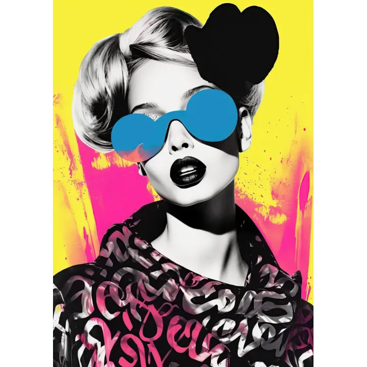 Plakat Kobieta w Okularach – Futurystyczny Portret Pop-Art