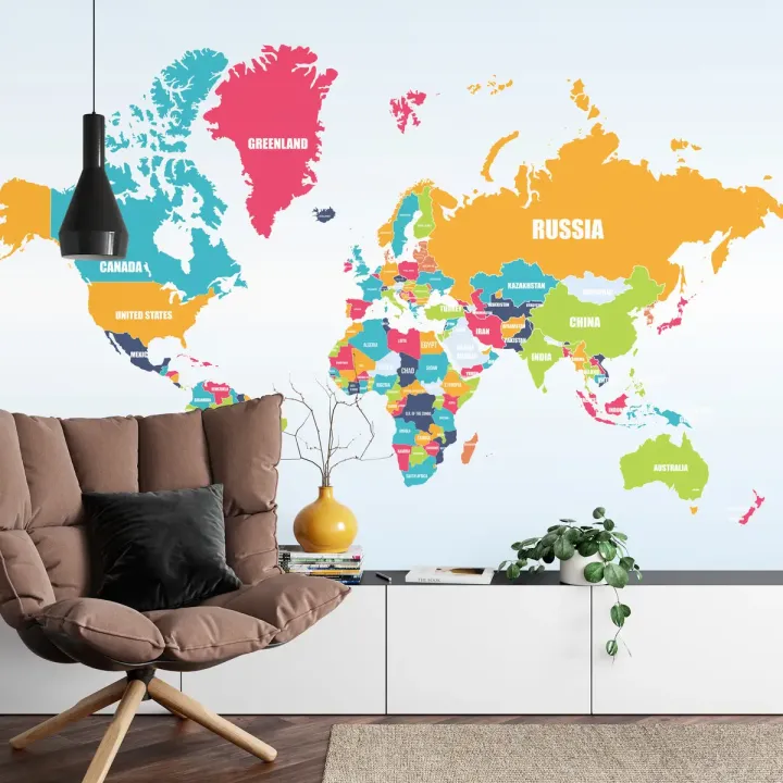 Fototapeta Mapa Świata – Geografia i Kontynenty w Twoim Wnętrzu