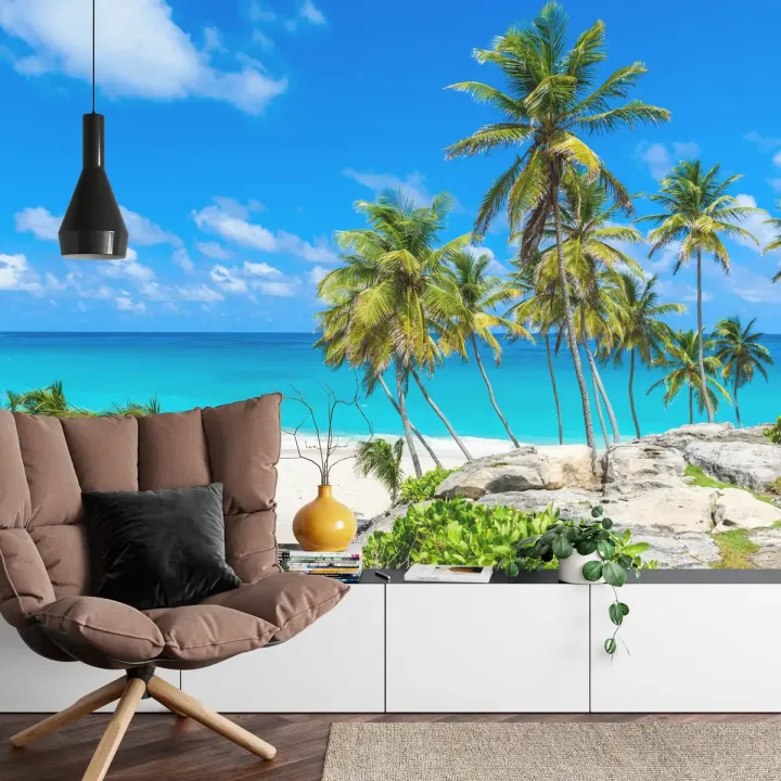 Fototapeta Plaża Ocean Palmy – Tropikalny Raj na Wakacje