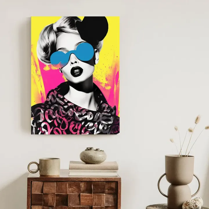 Plakat Kobieta w Okularach – Futurystyczny Portret Pop-Art