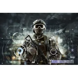 Fototapeta Żołnierz Przyszłości – Cyberpunk i Technologia Militarna