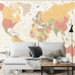 Fototapeta Mapa Świata – Kontynenty i Oceany w Twoim Wnętrzu
