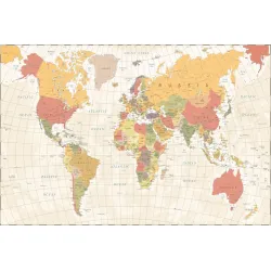 Fototapeta Mapa Świata – Kontynenty i Oceany w Twoim Wnętrzu – Odcienie zieleni i żółci (II)