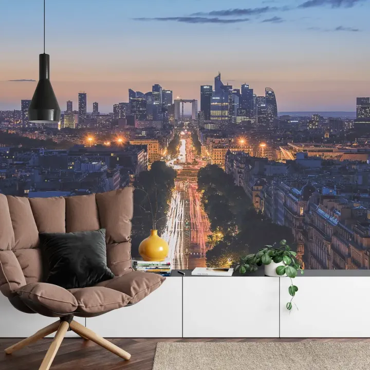 Fototapeta Paryż Nocą – Oświetlone Bulwary i Architektura Miasta
