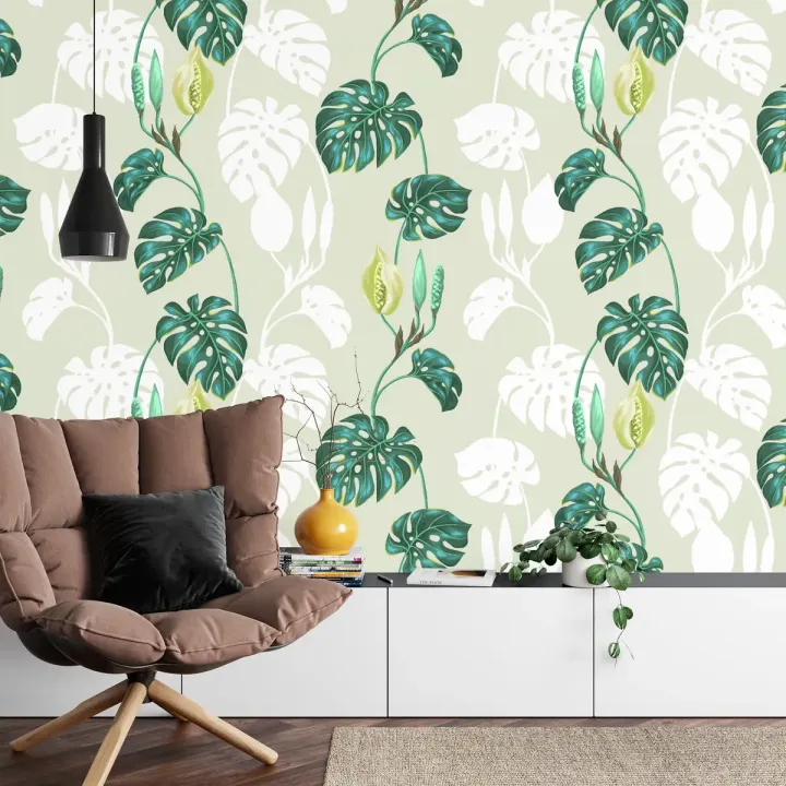 Fototapeta Liście Monstera – Tropikalna Roślinność do Wnętrz