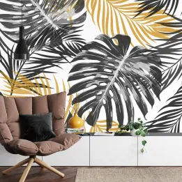 Fototapeta Liście Monstera – Tropikalny Wzór Botaniczny do Wnętrz