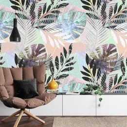 Fototapeta Liście – Tropikalny Motyw Botaniczny do Salonu
