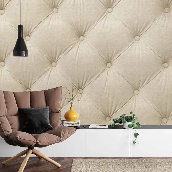 Fototapeta Pikowana Beżowa – Tekstura Tkaniny i Elegancki Design Wnętrz