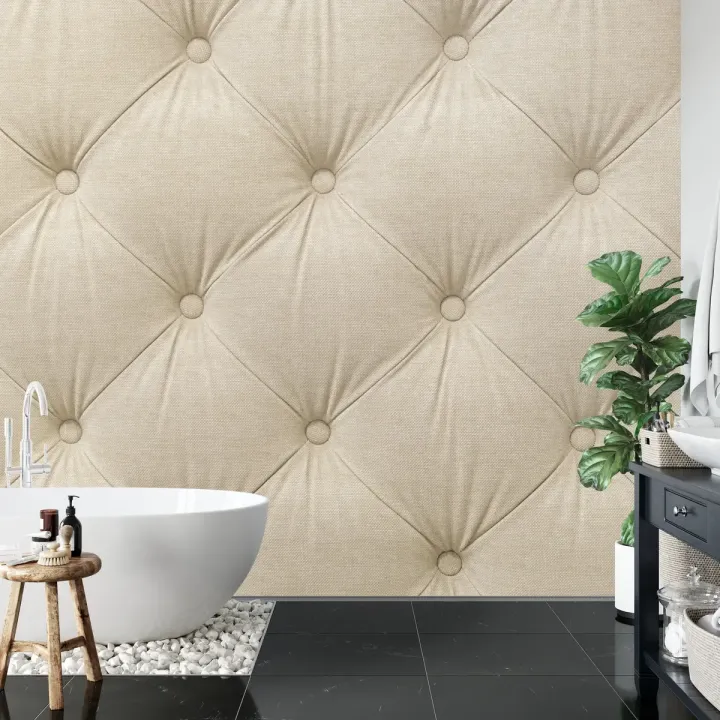 Fototapeta Pikowana Beżowa – Tekstura Tkaniny i Elegancki Design Wnętrz