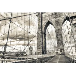 Fototapeta Most Brookliński – Skyline Nowego Jorku i Manhattanu – Odcienie bieli i czerni (II)