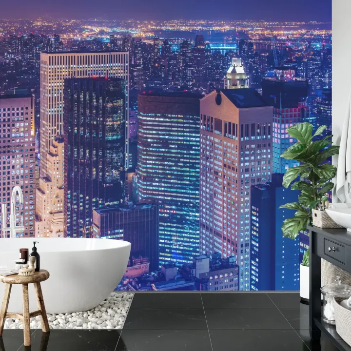 Fototapeta Nowy Jork Nocą – Manhattan i Most Brookliński