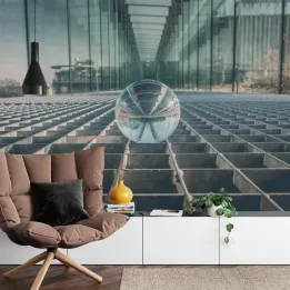 Fototapeta Nowoczesna Kula 3D – Architektura Miejska i Panorama Metropolii