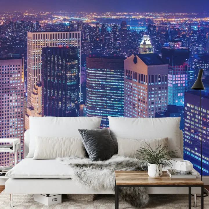 Fototapeta Nowy Jork Nocą – Manhattan i Most Brookliński