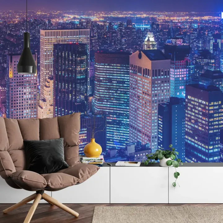 Fototapeta Nowy Jork Nocą – Manhattan i Most Brookliński