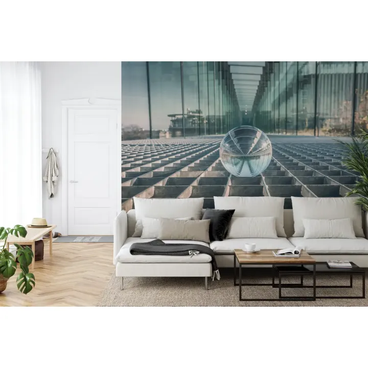 Fototapeta Nowoczesna Kula 3D – Architektura Miejska i Panorama Metropolii