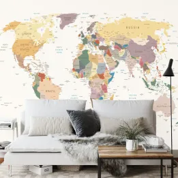 Fototapeta Mapa Świata – Kontynenty i Oceany w Twoim Wnętrzu