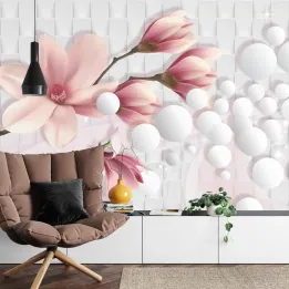 Fototapeta Kolorowa Magnolia – Abstrakcyjny Wzór Botaniczny w Pastelach
