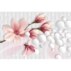 Fototapeta Kolorowa Magnolia – Abstrakcyjny Wzór Botaniczny w Pastelach