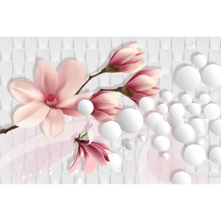 Fototapeta Kolorowa Magnolia – Abstrakcyjny Wzór Botaniczny w Pastelach – produkt