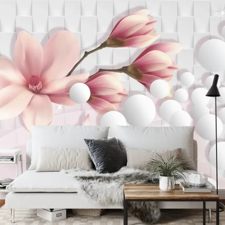 Fototapeta Kolorowa Magnolia – Abstrakcyjny Wzór Botaniczny w Pastelach