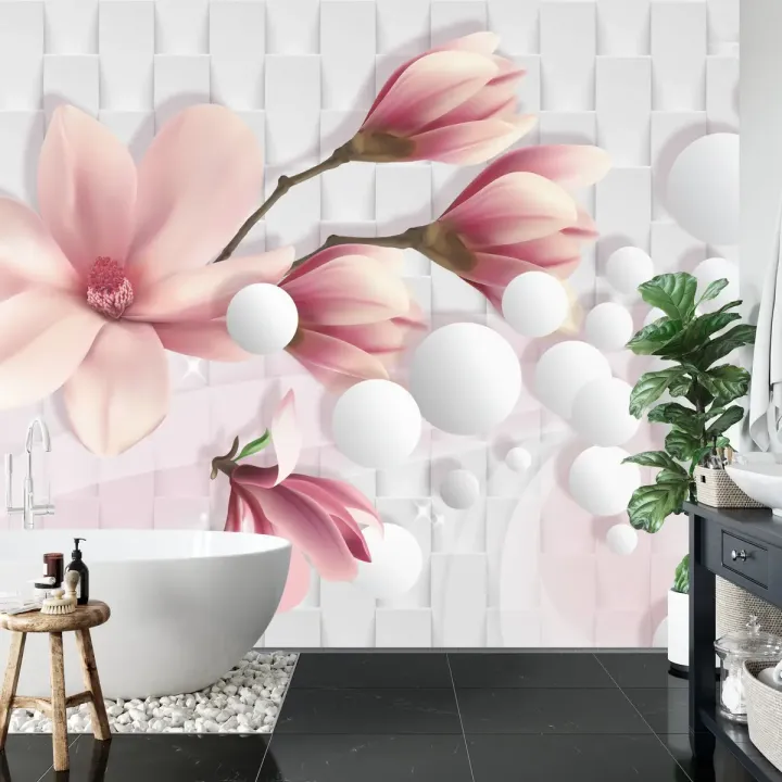 Fototapeta Kolorowa Magnolia – Abstrakcyjny Wzór Botaniczny w Pastelach