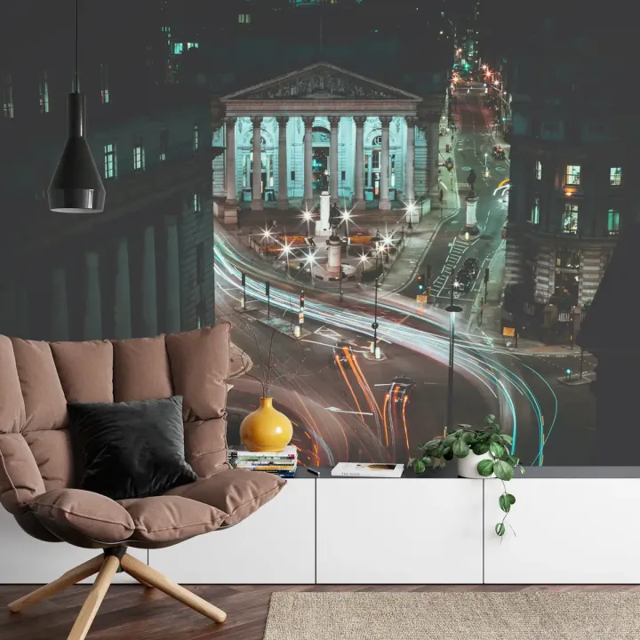 Fototapeta Londyn Nocą – Miejski Skyline i Oświetlenie Uliczne