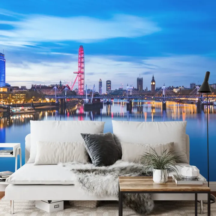 Fototapeta Pano – Panorama Londynu z Big Benem i London Eye